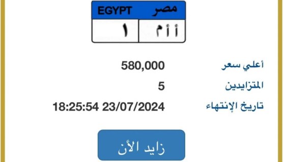 لوحة معدنية للسيارات رقم (أ أ م- 1)