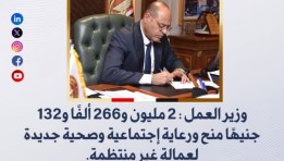 وزير العمل: 2 مليون و266 ألفًا و132 جنيهًا، رعاية إجتماعية