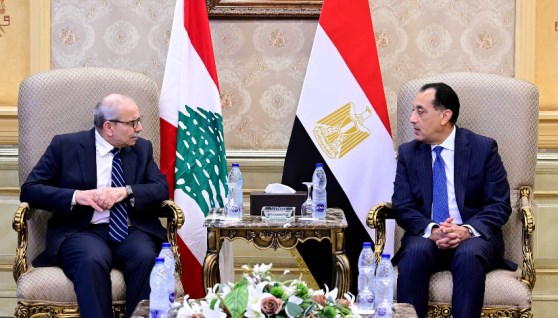 جانب من لقاء رئيس الوزراء مع رئيس وزراء لبنان