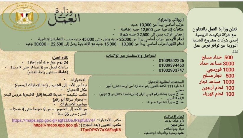 وظائف مشروع الضبعة النووي