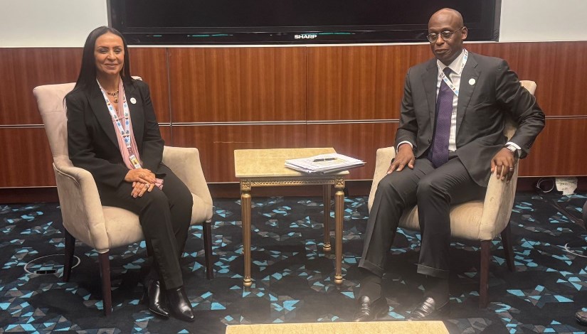 الدكتورة مايا مرسي وزيرة التضامن الاجتماعي، ورؤوف مازو مساعد المفوض السامي