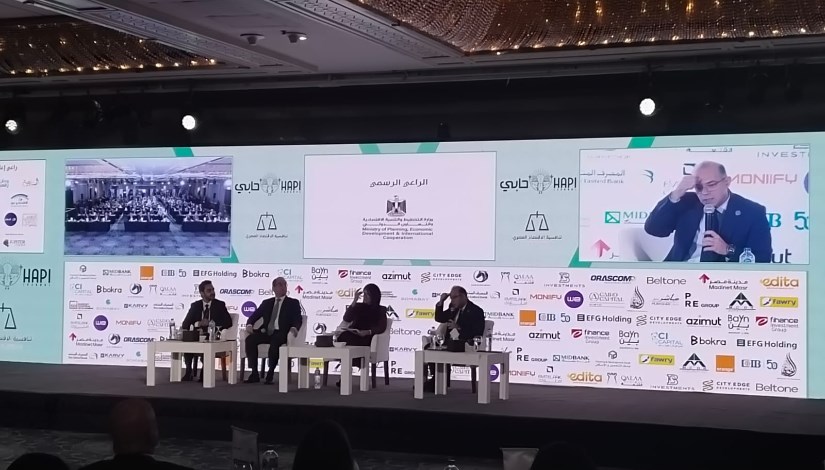 وزيرة التخطيط خلال المؤتمر 