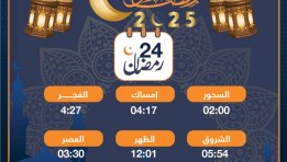  السحور والإفطار وساعات الصيام فى اليوم الـ 24 من شهر رمضان  