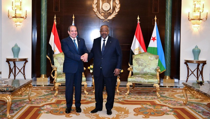 الرئيس عبد الفتاح السيسي ونظيره الجيبوتي الرئيس عمر جيلة الرئيس عبد الفتاح السيسي ونظيره الجيبوتي الرئيس عمر جيلة