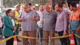 هبوط أرضي بخط صرف صحي