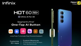 صورة توضح هاتف Hot 60 5G والزر المخصص للذكاء الاصطناعي