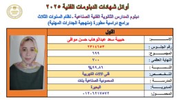 الطالبة حبيبة من أوائل الدبلومات الفنية