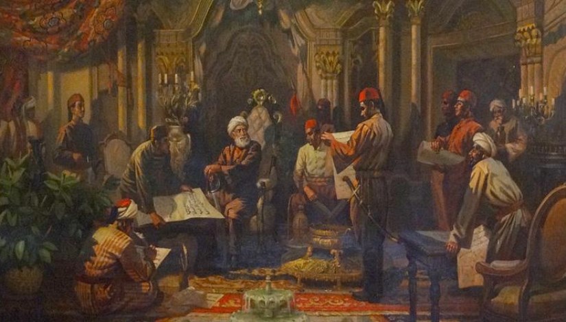 رسم لمجلس المشورة في عهد إبراهيم باشا