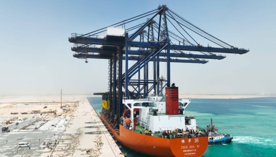 الأوناش بمحطة هاتشيسون رقم 1 بميناء السخنة