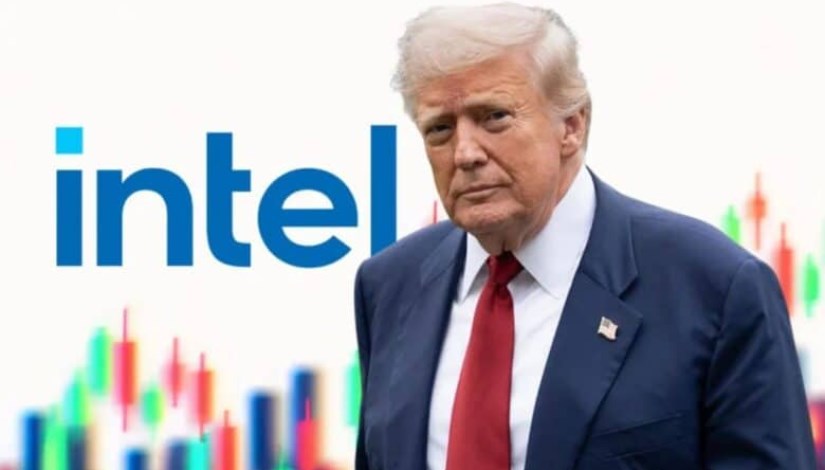 دونالد ترامب وشعار شركة إنتل دونالد ترامب وشعار شركة إنتل