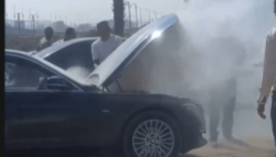اشتعال سيارة الإعلامي أحمد شوبير