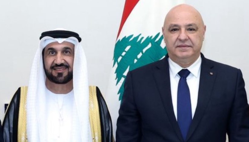 رئيس الجمهورية اللبنانية جوزيف عون مع رئيس البرلمان العربي محمد بن أحمد اليماحي رئيس الجمهورية اللبنانية جوزيف عون مع رئيس البرلمان العربي محمد بن أحمد اليماحي