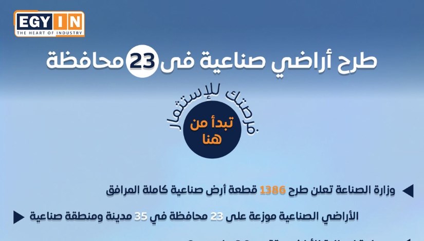 انفوجراف طرح أرض صناعية في 23 محافظة انفوجراف طرح أرض صناعية في 23 محافظة