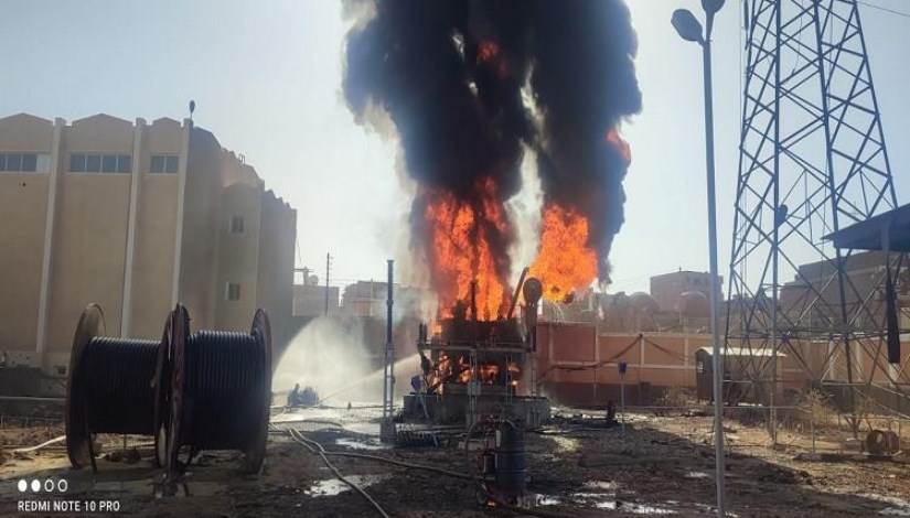 حريق في محطة كهرباء بأسوان حريق في محطة كهرباء بأسوان
