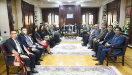 الكاتب الصحفى ضياء رشوان وزير الدولة للإعلام بوفدي نقابة الإعلاميين والصحفيين