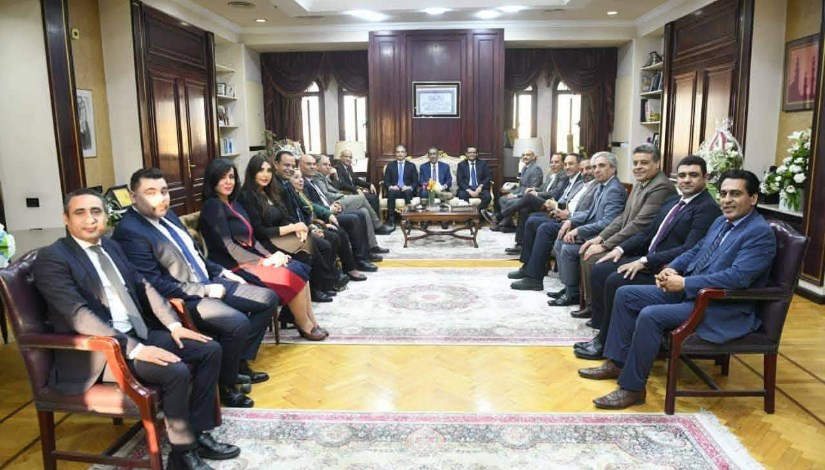 الكاتب الصحفى ضياء رشوان وزير الدولة للإعلام بوفدي نقابة الإعلاميين والصحفيين