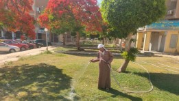 جانب من الحملات الميدانية لصيانة المسطحات الخضراء