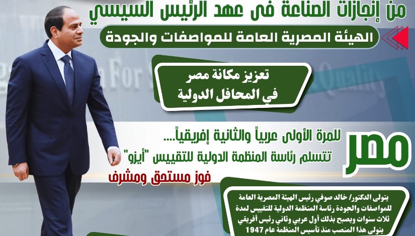 إنجازات هيئة المواصفاتوالجودة في عهد السيسي